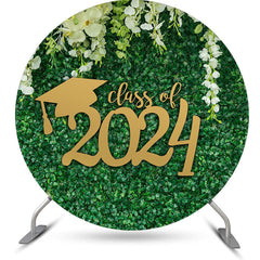 Lofaris Green Leaf Circle White Floral Class Of 2024 Backdrop