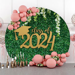 Lofaris Green Leaf Circle White Floral Class Of 2024 Backdrop