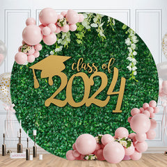 Lofaris Green Leaf Circle White Floral Class Of 2024 Backdrop