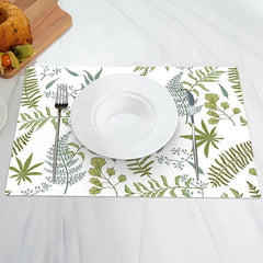 Lofaris Green Leaf Pattern Spring Dining Set Of 4 Placemats