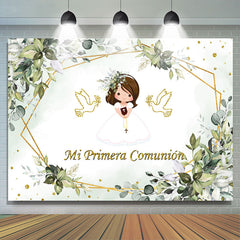 Lofaris Green Leaves Communion Pigeon Girl Baptism Backdrop