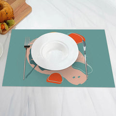 Lofaris Green Leaves Flesh Color Orange Set Of 4 Placemats