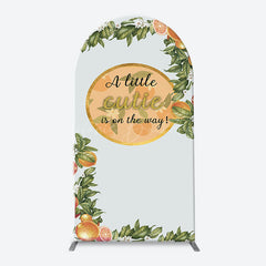 Lofaris Green Leaves Floral Orange Arch Baby Shower Backdorp