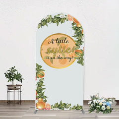 Lofaris Green Leaves Floral Orange Arch Baby Shower Backdorp