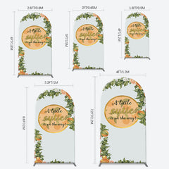 Lofaris Green Leaves Floral Orange Arch Baby Shower Backdorp