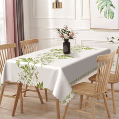 Lofaris Green Leaves Floral Simple Rectangle Tablecloth