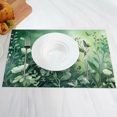 Lofaris Green Leaves Floral Spring Dining Set Of 4 Placemats