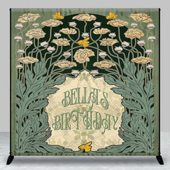 Lofaris Green Leaves Flower Custom Name Birthday Backdrop