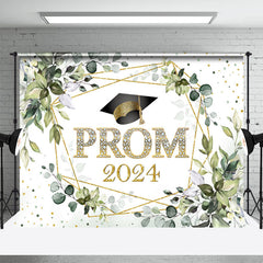 Lofaris Green Leaves Gold Line Diamonds Prom Dance Backdrop