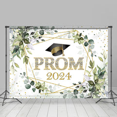 Lofaris Green Leaves Gold Line Diamonds Prom Dance Backdrop