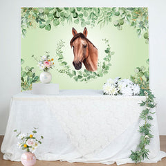 Lofaris Green Leaves Horse Baby Shower Backdrop For Boy