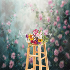 Lofaris Green Leaves Pink Floral Spring Fine Art Backdrop