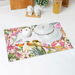 Lofaris Green Leaves Pink Floral Spring Set Of 4 Placemats