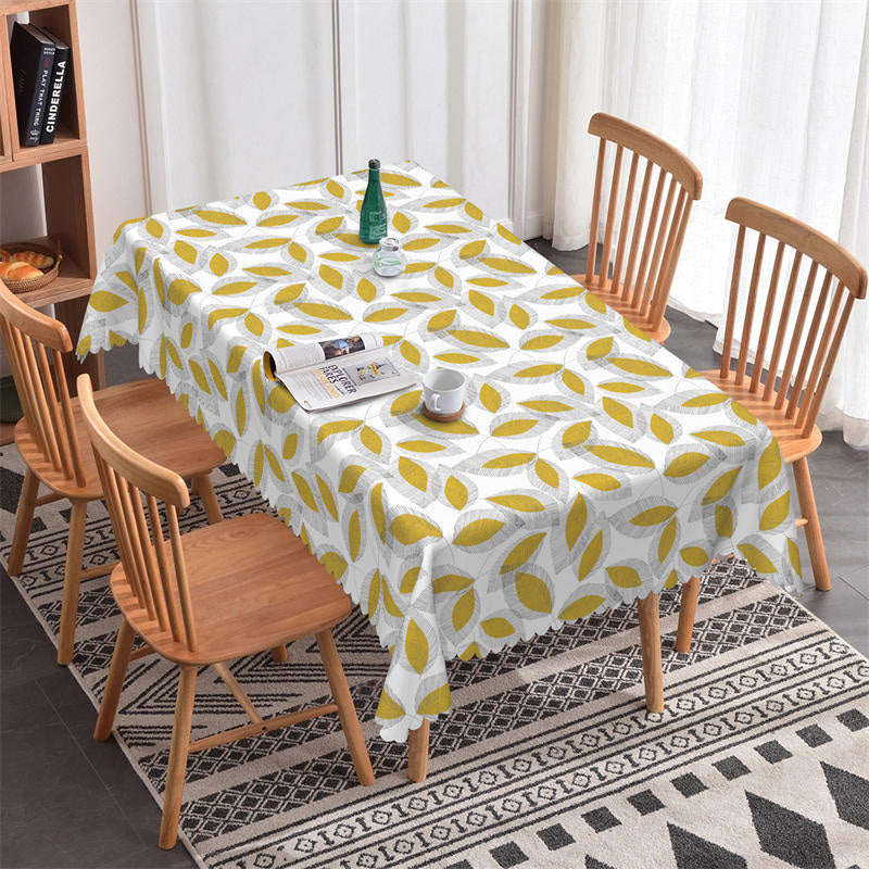 Lofaris Green Leaves Rectangle Tablecloth For Outdoor Picnic