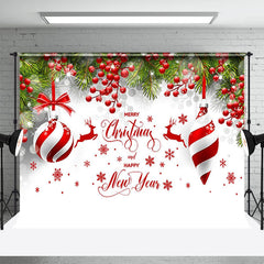 Lofaris Green Leaves Red Fruit New Year Christmas Backdrop