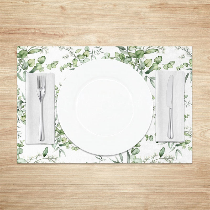 Lofaris Green Leaves Shoots Modern Dining Set Of 4 Placemats