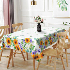 Lofaris Green Leaves Sunflowers Rectangle Kitchen Tablecloth