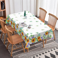 Lofaris Green Leaves Sunflowers Rectangle Kitchen Tablecloth