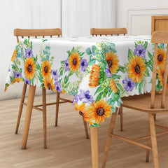 Lofaris Green Leaves Sunflowers Rectangle Kitchen Tablecloth