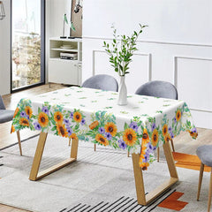 Lofaris Green Leaves Sunflowers Rectangle Kitchen Tablecloth