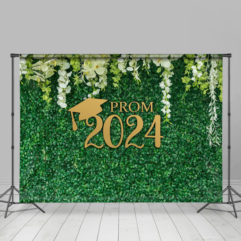 Lofaris Green Leaves White Flower Plant Graduation Backdrop