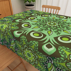 Lofaris Green Mandala Pattern Swirl Leaves Kitchen Tablecloth