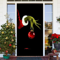 Lofaris Green Monster Paw Black Simple Christmas Door Cover