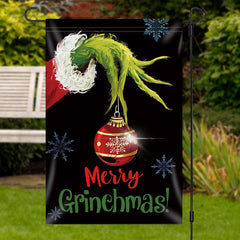 Lofaris Green Monster Snowflakes Merry Christmas Garden Flag