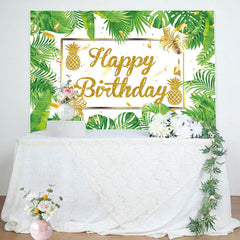 Lofaris Green Monstera Gold Pineapple Backdrop For Birthday