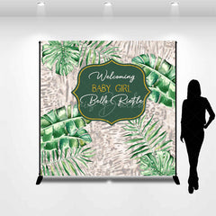 Lofaris Green Monsteras Tropical Custom Baby Shower Backdrops