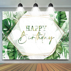 Lofaris Green Monstra Marble Texture Happy Birthday Backdrop