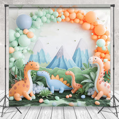 Lofaris Green Orange Dinosaur Mountain Safari Photo Backdrop