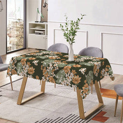 Lofaris Green Orange Floral Patterns Rectangle Tablecloth