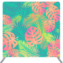 Lofaris Green Orange Tropical Monstera Summer Backdrop Cover