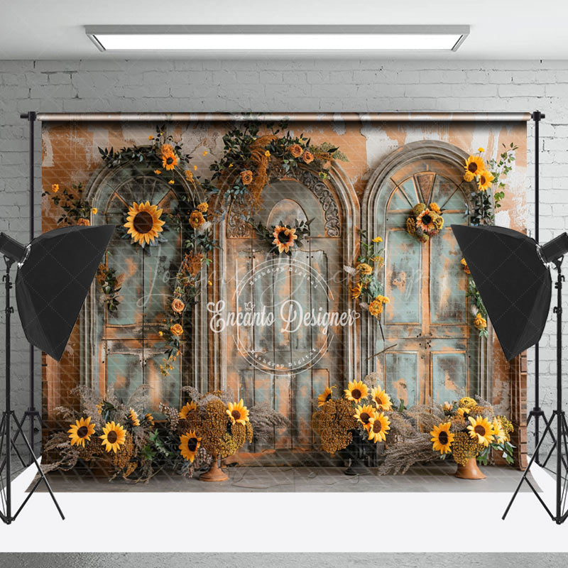 Lofaris Green Orange Vintage Wall Floral Wedding Backdrop