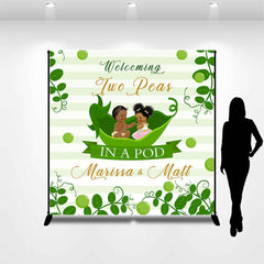 Lofaris Green Peas Leaves Custom Twin Baby Shower Backdrop