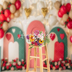 Lofaris Green Pink Arch Balloons Floral Wedding Backdrop