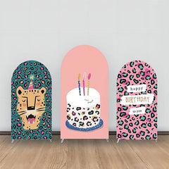 Lofaris Green Pink Cake Leopard Birthday Arch Backdrop Kit