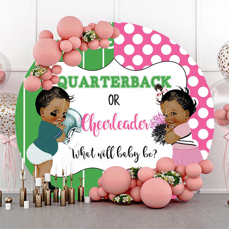 Lofaris Green Pink Graffiti Round Gender Reveal Backdrop