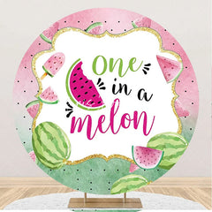 Lofaris Green Pink One In A Melon Round Birthday Backdrop