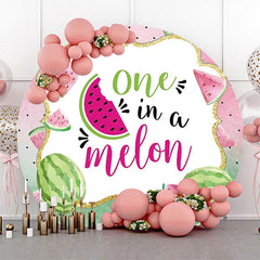 Lofaris Green Pink One In A Melon Round Birthday Backdrop