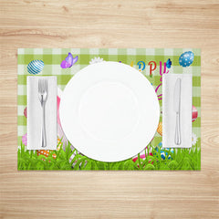 Lofaris Green Plaid Rabbit Ear Floral Egg Set Of 4 Placemats