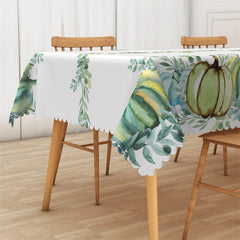 Lofaris Green Plant Pumpkins Leaves White Kitchen Tablecloth