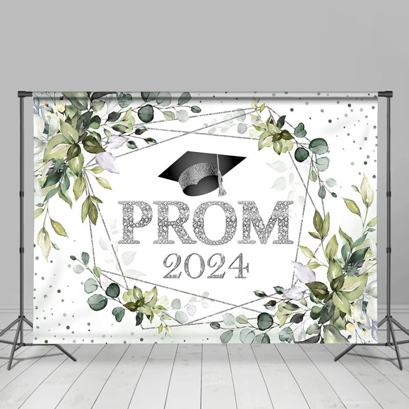 Lofaris Green Plant Silver Dots Prom 2024 Dance Backdrop