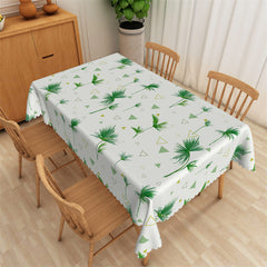 Lofaris Green Plant Step And Repeat White Elegant Tablecloth