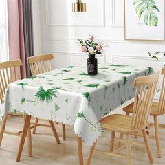 Lofaris Green Plant Step And Repeat White Elegant Tablecloth