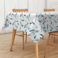 Lofaris Green Plants And Purple Floral Pattern Tablecloth