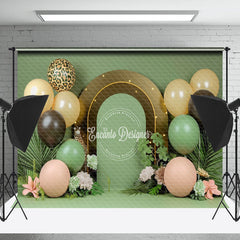 Lofaris Green Plants Balloons Floral Backdrop For Cake Smash