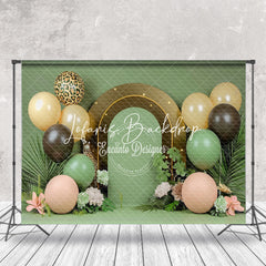 Lofaris Green Plants Balloons Floral Backdrop For Cake Smash