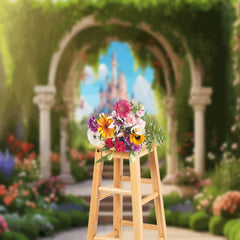 Lofaris Green Plants Castle Floral Birthday Photo Backdrop